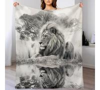 Couverture en Lion 3D Impression Chaudes Moelleuse Couverture en Polaire Flannel Légères Couvertures Toutes Saisons pour Voyager, Lit Ou Canapé（130×180cm）