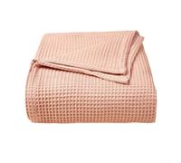 Couverture en maille nid d'abeille en pur coton gaufré pour salon, canapé, lit, sieste, 110 x 70 cm (rose foncé)
