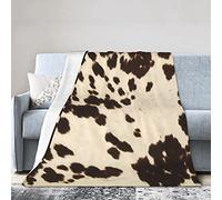 Couverture en micro-flanelle douce en peau de vache marron, chaude, confortable et légère - Couverture décorative pour canapé, lit, couverture imprimée - Cadeau pour enfants, filles, garçons, femmes,
