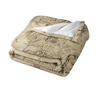 Couverture en Micro Polaire Douce et Chaude pour des Soirées Agréables à la Maison, Style Carte du Milieu de la Terre, Beige, 150 x 200 cm