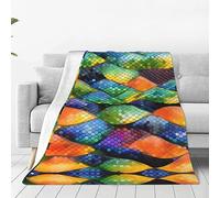 Couverture en micro polaire ultra douce avec imprimé écailles de poisson arc-en-ciel pour toutes les saisons, jeté de canapé pour le bureau pour enfants et adultes