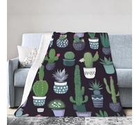 Couverture en micro polaire ultra douce avec motif cactus et plantes succulentes