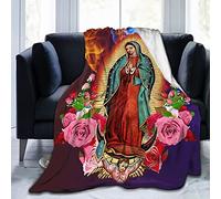 Couverture en micro polaire ultra douce - Cadeau religieux chrétien pour femme - Couverture pour lit, canapé, salon (Notre Dame de la Vierge Marie, 203,2 x 152,4 cm)