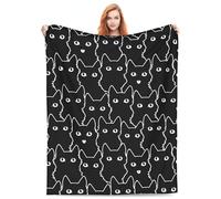 Couverture en molleton légère et confortable pour canapé, lit, chambre, voyage, Saint-Valentin, cadeau pour enfants et adultes, motif de chat noir, 152,4 x 203,2 cm