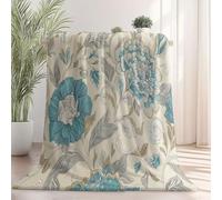 Couverture en Motifs Floraux Vintage William Morris Couverture de lit légère et Chaude, Douce et Confortable, Anti-Boulochage 220 x 240 cm Toutes Saisons, pour canapé, lit Beige