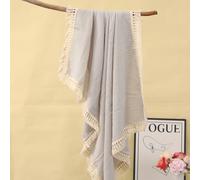 Couverture En Mousseline De Coton Pour Bébé,Pompon,Réception,Emmaillotage,Fille,Garçon,Serviette De Bain,Trucs Pour Bébé,120x100cm - Type Gris-85x65cm