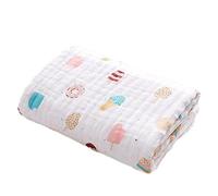 Couverture en mousseline pour bébé à 6 couches, couverture d'emmaillotage, 110 x 110 cm, grande serviette de bain pour garçons et filles (crème glacée)