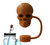 Couverture en paille de crâne, ornements de paille de tête de mort pour verres - Beaux bonnets de paille squelette en silicone - Couvercles de paille de 10 mm, bouchon de paille mignon pour
