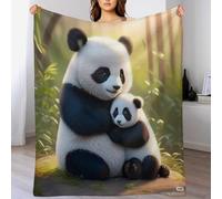 Couverture en Panda 3D Impression Chaudes Moelleuse Couverture en Polaire Flannel Légères Couvertures Toutes Saisons pour Voyager, Lit Ou Canapé（150×200cm）