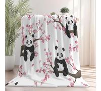 Couverture en Panda réaliste en Fleurs de Cerisier Couverture de lit légère et Chaude, Douce et Confortable, Anti-Boulochage 80 x 120 cm Toutes Saisons, pour canapé, lit Rose