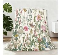 Couverture en Papillon rétrofloral Couverture de lit légère et Chaude, Douce et Confortable, Anti-Boulochage 80 x 120 cm Toutes Saisons, pour canapé, lit Rose