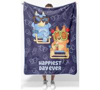 Couverture en peluche Bluey & Bingo - Dimensions : 40 x 50 cm. Couverture polaire l g re et ultra douce bleue pour enfants.