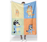 Couverture en peluche Bluey & Bingo - Dimensions : 40 x 50 cm - Couverture polaire ultra douce et l g re pour enfants