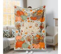 Couverture en peluche citrouilles, feuilles rustiques d'automne, orange, légère, compacte, esthétique pour canapé, lit, bureau, dortoir, travail, 152,4 x 203,2 cm