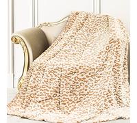 Couverture en peluche marron douce avec motif léopard, légère, moelleuse, chaude, avec motif de léopard pour canapé, lit, voyage, 127 x 152 cm