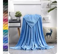 Couverture en Peluche pour Le Canapé 180 x 220 cm Polyester, Pelucheuse et Douce, Entretien Facile Couette Lestée Couverture de Relaxation Parfaite Comme Couverture D'Hiver Ou Cadeau, Bleu Ciel
