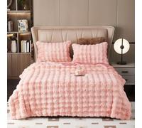 Couverture en peluche pour le canapé - Couverture en fausse fourrure de lapin super douce, couvertures mignonnes pour les femmes, couvertures légères et chaudes pour le lit, le canapé, le sofa (Rose)