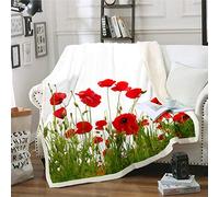 Couverture en Polaire à Floral pour Filles Coquelicots ou 152,4 x 200,7 cm