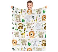 Couverture en polaire douce et chaude pour enfants, motif animal de la jungle pour garçons et filles, jeté de lit safari de la jungle pour tout-petits, nouveau-né, décoration pour chambre d'enfant,