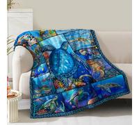 Couverture en Polaire Douce et Confortable pour Femmes, Filles, Anniversaires, Noël, Saint-Valentin, décoration sur Le thème des Tortues de mer, Chambre à Coucher, Salon, canapé, lit, Sofa, pour