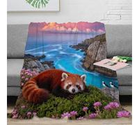 Couverture en Polaire Motif Panda Roux Couverture De Canapé Douce Et Chaude Plaid Côte, pour Chambre À Coucher, Canapé, Lit, Canapé, Cadeau Unique 70x80inch(180x200cm)