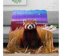 Couverture en Polaire Motif Panda Roux Couverture De Canapé Douce Et Chaude Plaid Roselière, pour La Maison Entière Cadeau Unique 70x80inch(180x200cm)