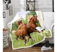 Couverture en Polaire pour Fille Cheval galopant Sherpa pour 3D en Peluche Animaux Sauvages Simple 127 x 152,4 cm