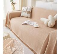 Couverture en sergé doux, réversible, bicolore, polyvalente, décorative pour chaises, canapés, lits - 3 places et plus (180 x 340 cm), kaki