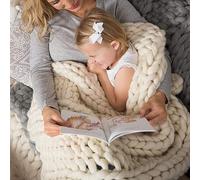 Couverture en Tricot Chunky Plaid Grosse Maille, Chunky Couverture de Canapé-Lit Douce et éPaisse, GéAnte Plaid Grosse Maille Chaude Cadeau de DéCoration D'IntéRieur de NoëL ( Color : Beige , Size : 5