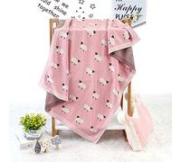 Couverture en Tricot Coton Pour Bébé Garçon filles, Odot Animaux Imprimé Douce et moelleuse Gigoteuse d?Emmaillotage Carré Couverture pour Poussettes ou Lits (Rose,100 x 80 cm)