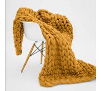 Couverture en tricot épais confortable et respirante lavable en machine pour canapé-lit et décoration d'intérieur, 200 x 200 cm, jaune