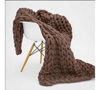Couverture en Tricot épais, Couverture en Chenille Douce et Chaude, Couverture tricotée pour lit et canapé, Cadeau (café 100 x 150 cm)