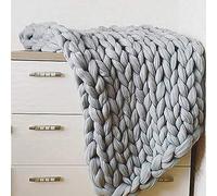 Couverture en Tricot éPaisse à La Main, Plaid Grosse Maille Chunky Couverture TricotéE GéAnte, Lit Confortable et Chaud en Laine MéRinos, DéCoration de Canapé Cadeau de NoëL ( Color : Gray , Size : 10