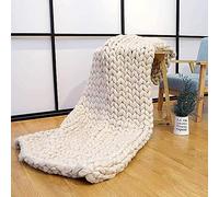 Couverture en Tricot éPaisse à La Main, Plaid Grosse Maille Chunky Couverture TricotéE GéAnte, Lit Confortable et Chaud en Laine MéRinos, DéCoration de Canapé Cadeau de NoëL ( Color : Beige , Size : 1