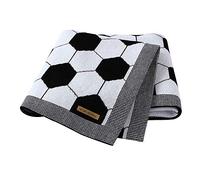 Couverture en Tricot Pour Bébé, Ouduo Nouveau-né Football Géométrie Moelleuse Confortable Gigoteuse Crochet Emmaillotage Carré Couverture pour Garçon Filles Poussettes ou Lits landau (100x80cm,Noir)
