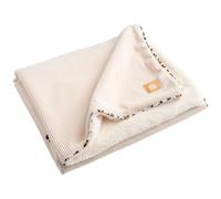 Couverture bébé en velours cotelé et polaire - leopard ecru 75X100