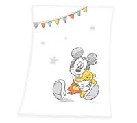Herding Couverture pour bébés Disney Mickey Mouse 75 x 100 cm Polyester tout doux Blanc