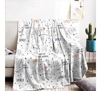 Couverture enfant espace 130 x 150 cm - Couverture de fusée spatiale - Couverture douillette - Motif fusée - Motif ciel étoilé - Planète - En flanelle douce - Pour enfants garçons - B, 130 x 150 cm