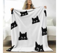 Couverture Enfants Douillette Animal Contour Chat Noir, Imprimé Couverture Minimalisme pour Canapé lit Décoration - Plaid Douce Peluche pour Chambre Convient Garçons Filles, 180 x 220 cm