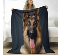 Couverture Enfants Douillette Animal Portrait Chien Berger, Imprimé Couverture Photographie Nature pour Canapé lit Décoration - Plaid Douce Peluche pour Chambre Convient Garçons Filles, 130 x 150 cm