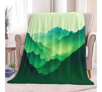 Couverture Enfants Douillette minimalisme Montagnes et eaux verdoyantes, Imprimé Couverture Vert Menthe pour Canapé lit - Plaid Douce Peluche pour Chambre Convient Garçons Filles, 100 x 130 cm