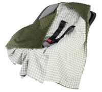Medi Partners nid d'ange Bebe été Couverture enveloppante Bébé Siege Auto 85x85cm Couvertures Bebe nid d'ange Une Douce Oeko-Tex Moelleuse pour landaus (Grille avec Olive Minky)