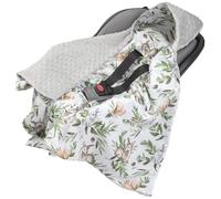 Medi Partners nid d'ange Bebe été Couverture enveloppante Bébé Siege Auto 85x85cm Couvertures Bebe nid d'ange Une Douce Oeko-Tex Moelleuse pour landaus (Cerf en Feuilles avec Minky Gris)