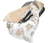 Medi Partners nid d'ange Bebe été Couverture enveloppante Bébé Siege Auto 85x85cm Couvertures Bebe nid d'ange Une Douce Oeko-Tex Moelleuse pour landaus (Safari avec Minky Beige)