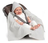 Medi Partners Mousseline nid d'Ange Bebe été Couverture enveloppante Bébé siege Auto 85x85cm Couvertures bebe nid d'ange Une Douce Oeko-Tex Moelleuse pour landaus (Gris)