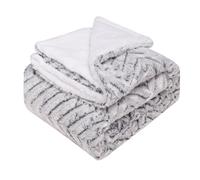 Couverture épaisse double couche en laine de mouton - Polaire en peluche - Couverture thermique douce pour l'hiver - Couverture Sherpa moelleuse pour canapé - Couverture nervurée chaude à deux couches