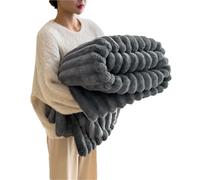 Couverture Épaisse en Peluche Lapin, Couverture d'hiver en Flanelle Velours Lait, Couverture À Bulles Moelleuse Et Douce for Lit, Canapé Et Salon(Grey,27.6 * 39.4in)