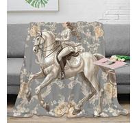 Couverture Équestre Vintage 3D Imprimé Microfibre Plaid Cheval Doux Chaud Canapé Chambre Décoration Adulte 80×90(200x230cm)