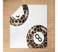 Couverture esthétique en flanelle pour enfants, motif léopard - Art funky Lucky 8 Ball Chic - Décoration de canapé moderne Y2K pour filles et garçons - Couverture pelucheuse marron et blanche - 101,6
