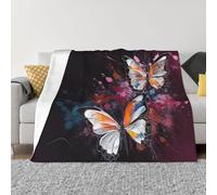 Couverture et jeté de lit en flanelle ultra douce et légère en forme de papillon abstrait - Couvertures de lit en peluche chaude pour canapé - 152,4 x 127 cm